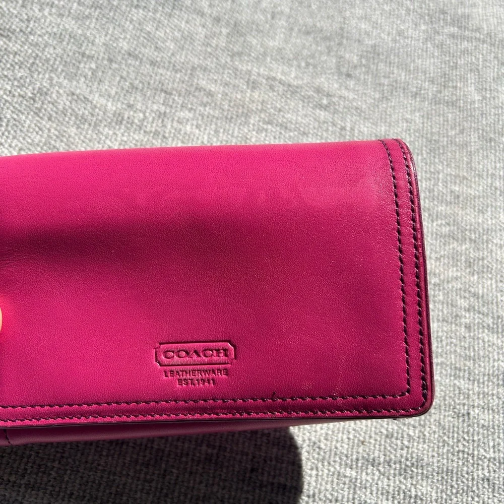 Coach Fuchsia Leather Wallet - Picture 2 of 6